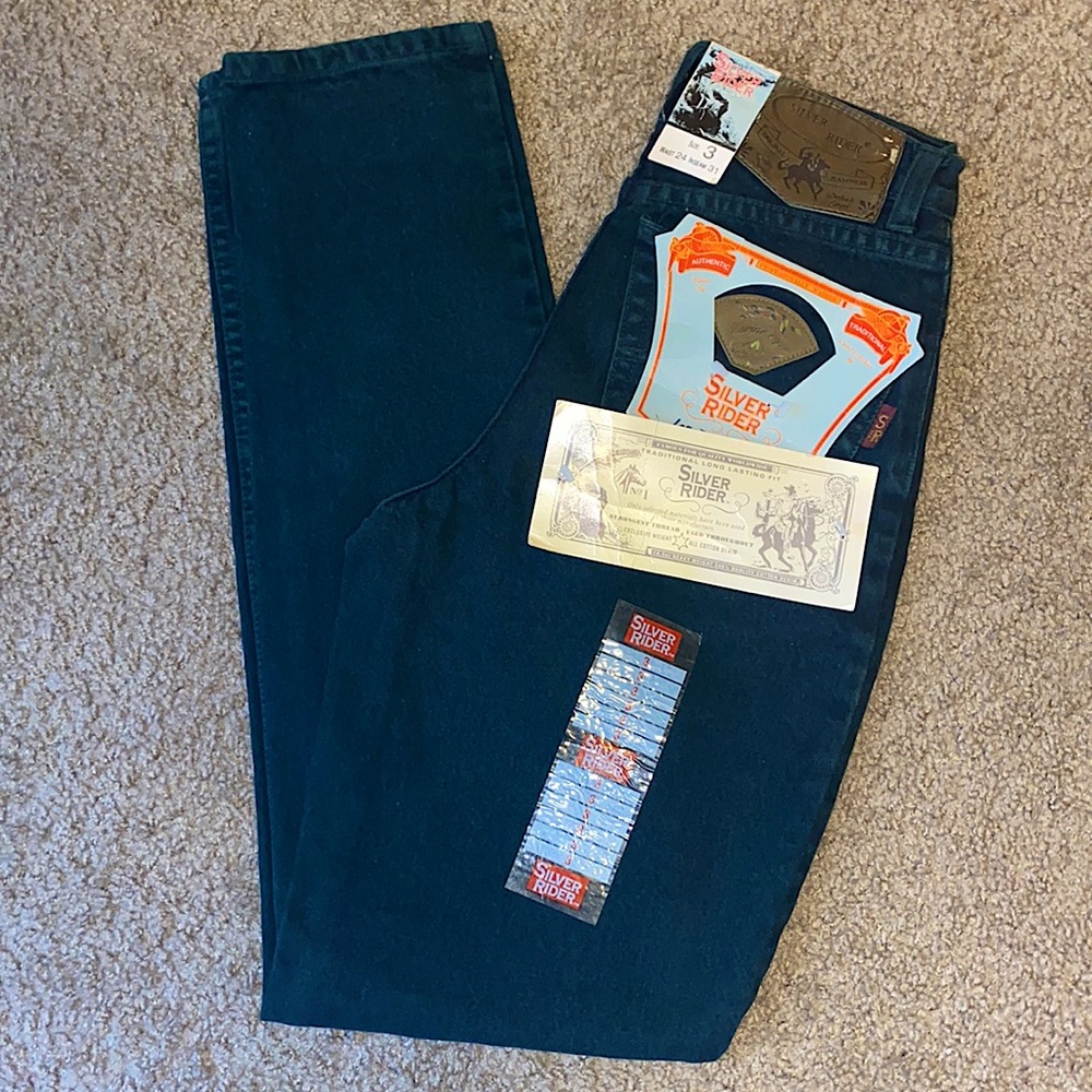 Unique silver rider green Jeans 3
